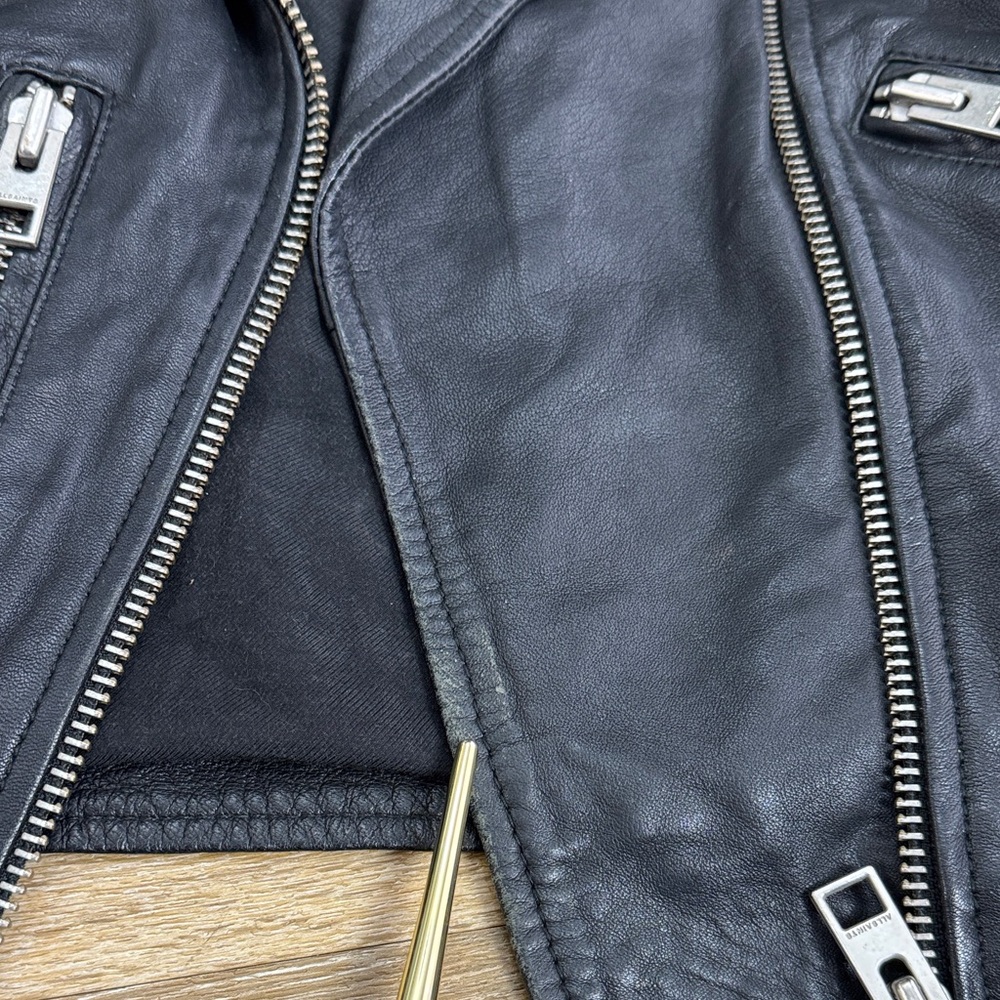 All Saints Balfern Biker Moto Leather Jacket Size 0 - Picture 14 of 16